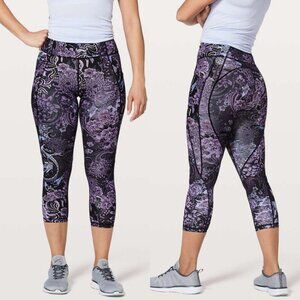 Lululemon Time To Sweat Crop Luxtreme 23" In Memoir Multi Purple Size 2
